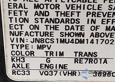 2013 Infiniti Fx37 из США, поврежденный, VIN JN8CS1MU4DM141702